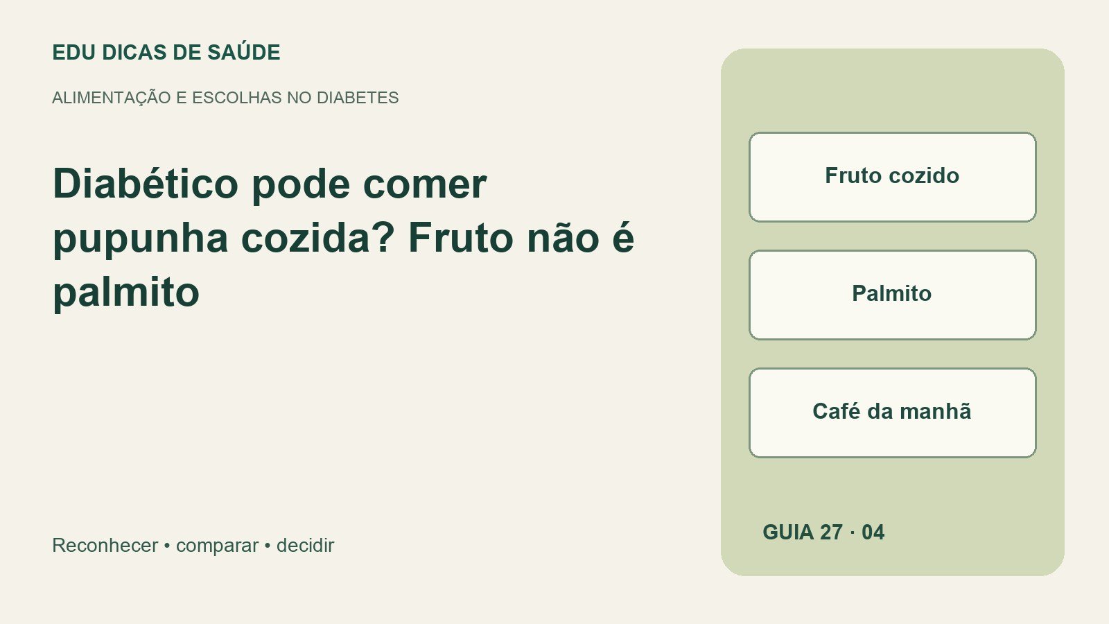 Diagrama editorial: Fruto cozido, Palmito, Café da manhã.