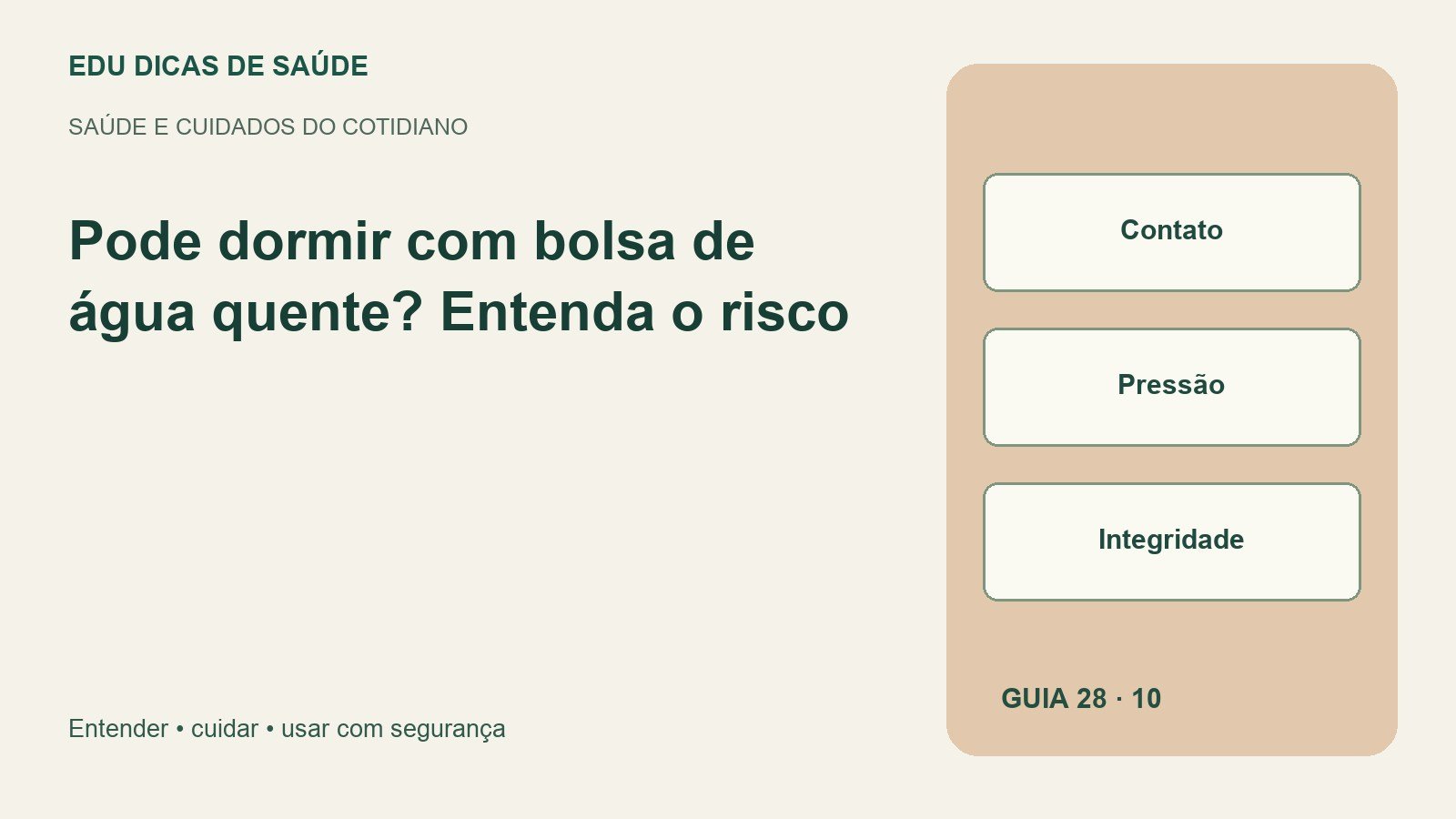 Diagrama editorial: Contato, Pressão, Integridade.