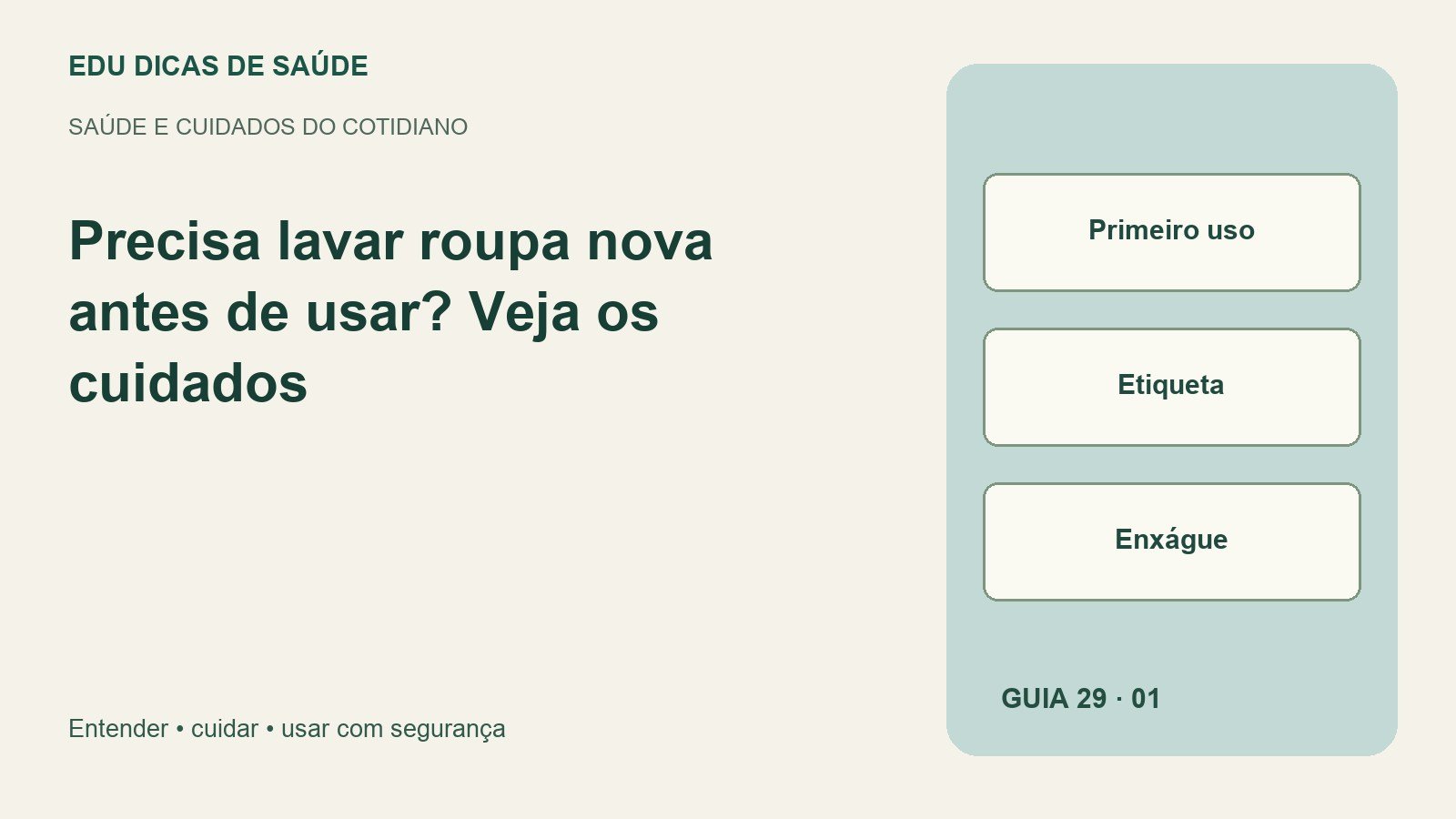 Diagrama editorial: Primeiro uso, Etiqueta, Enxágue.