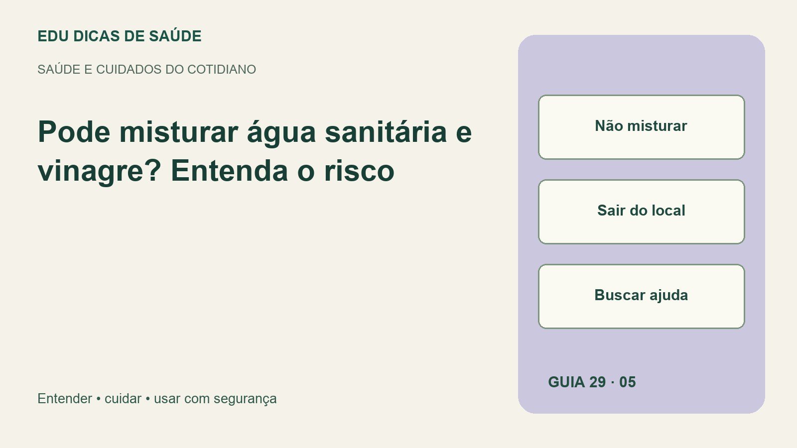 Diagrama editorial: Não misturar, Sair do local, Buscar ajuda.