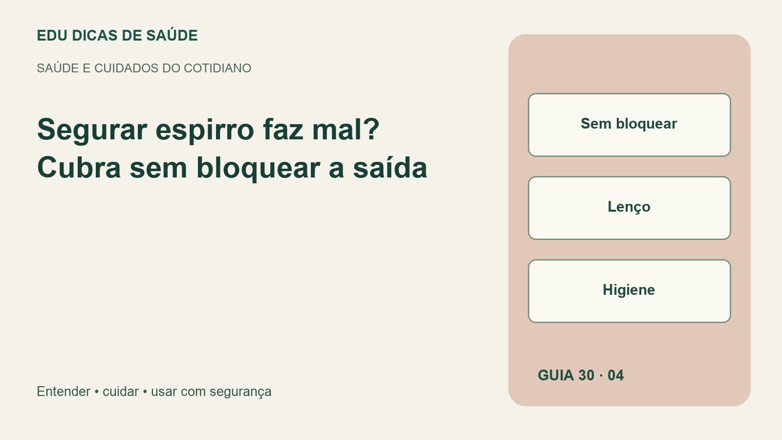 Diagrama editorial: Sem bloquear, Lenço, Higiene.