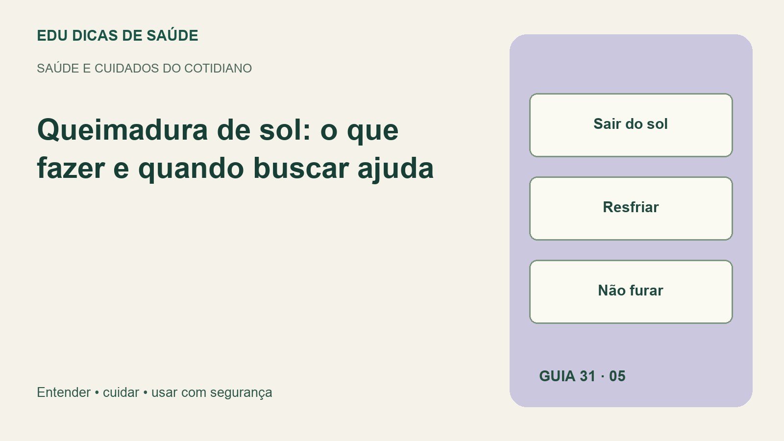 Diagrama editorial: Sair do sol, Resfriar, Não furar.
