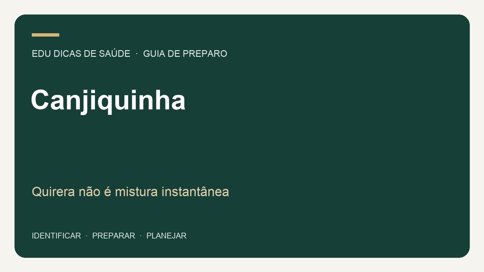 Canjiquinha: Quirera não é mistura instantânea. Arte editorial EDU Dicas de Saúde.