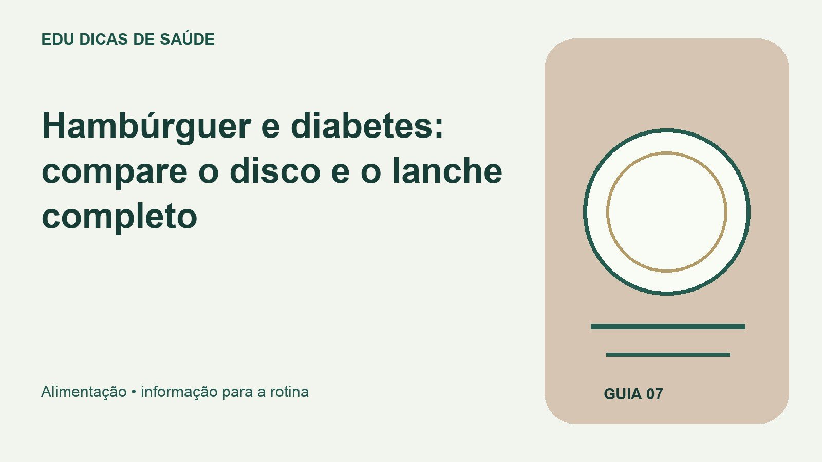 Arte editorial: Hambúrguer e diabetes: compare o disco e o lanche completo.