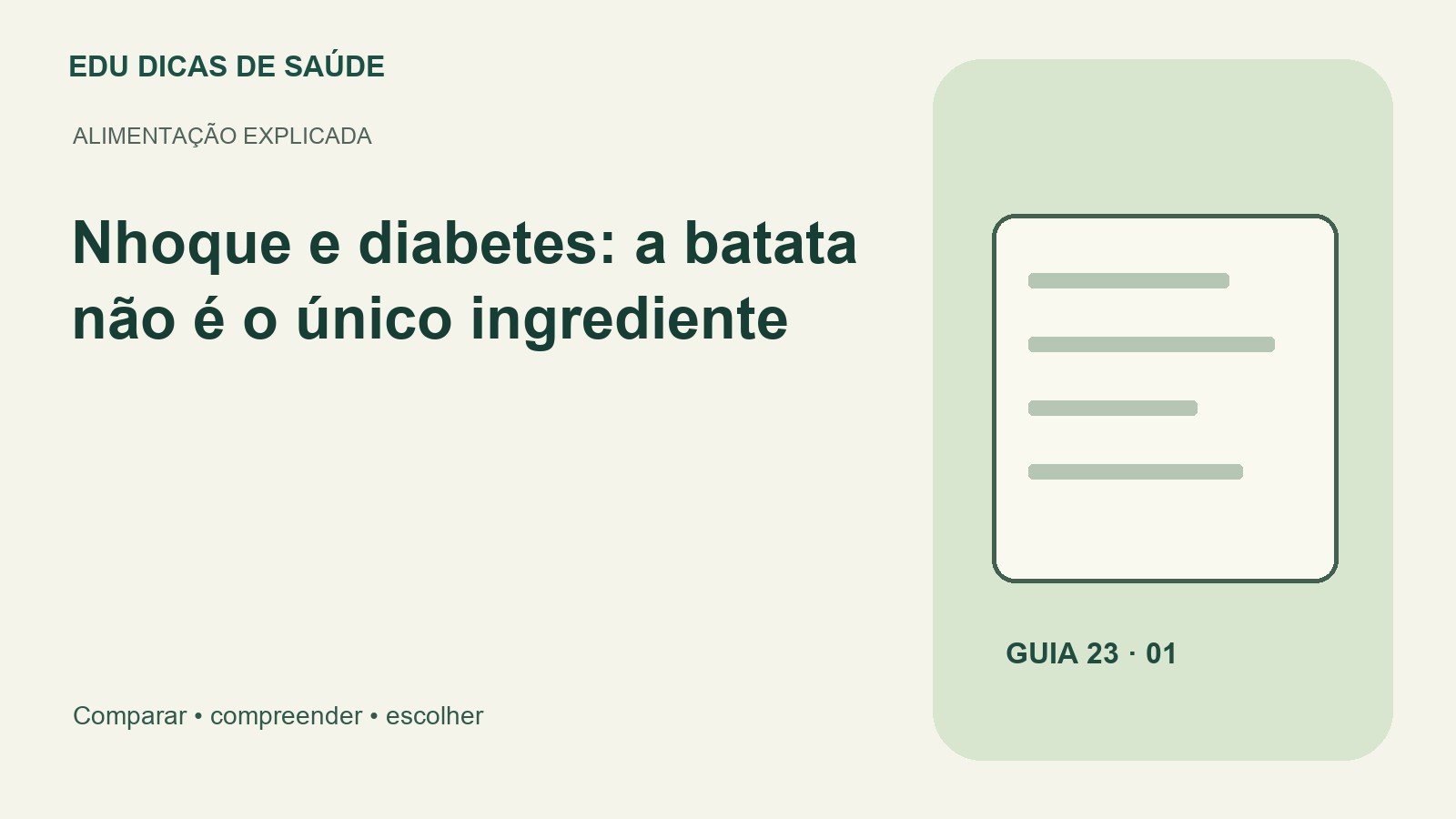 Arte editorial: Nhoque e diabetes: a batata não é o único ingrediente.