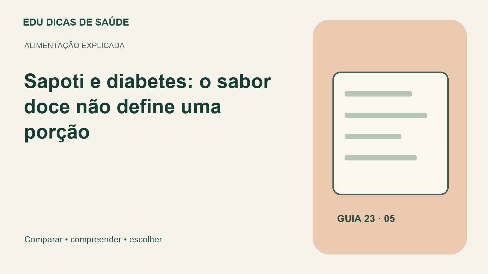 Arte editorial: Sapoti e diabetes: o sabor doce não define uma porção.